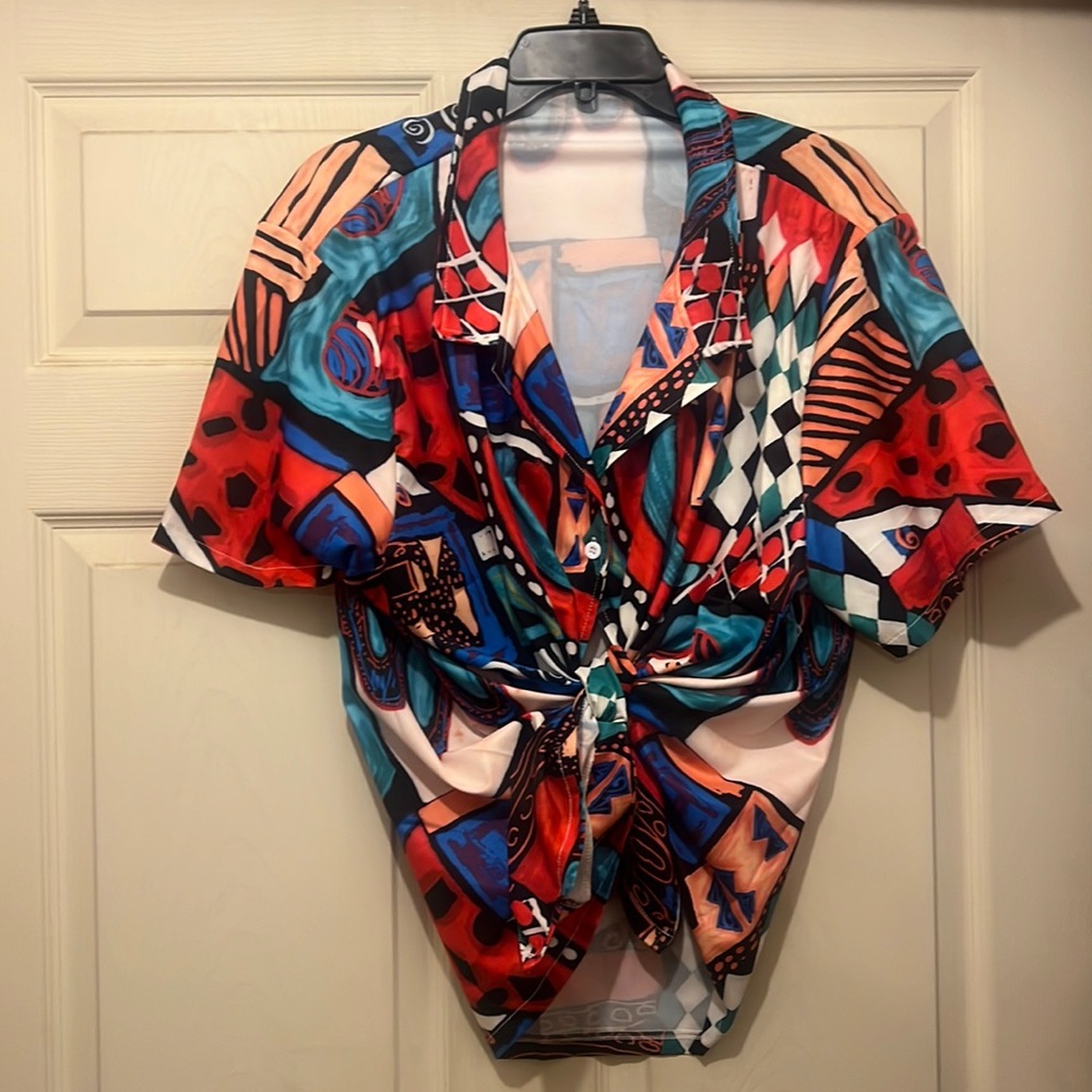 Abstract Button Down / Tie Shirt